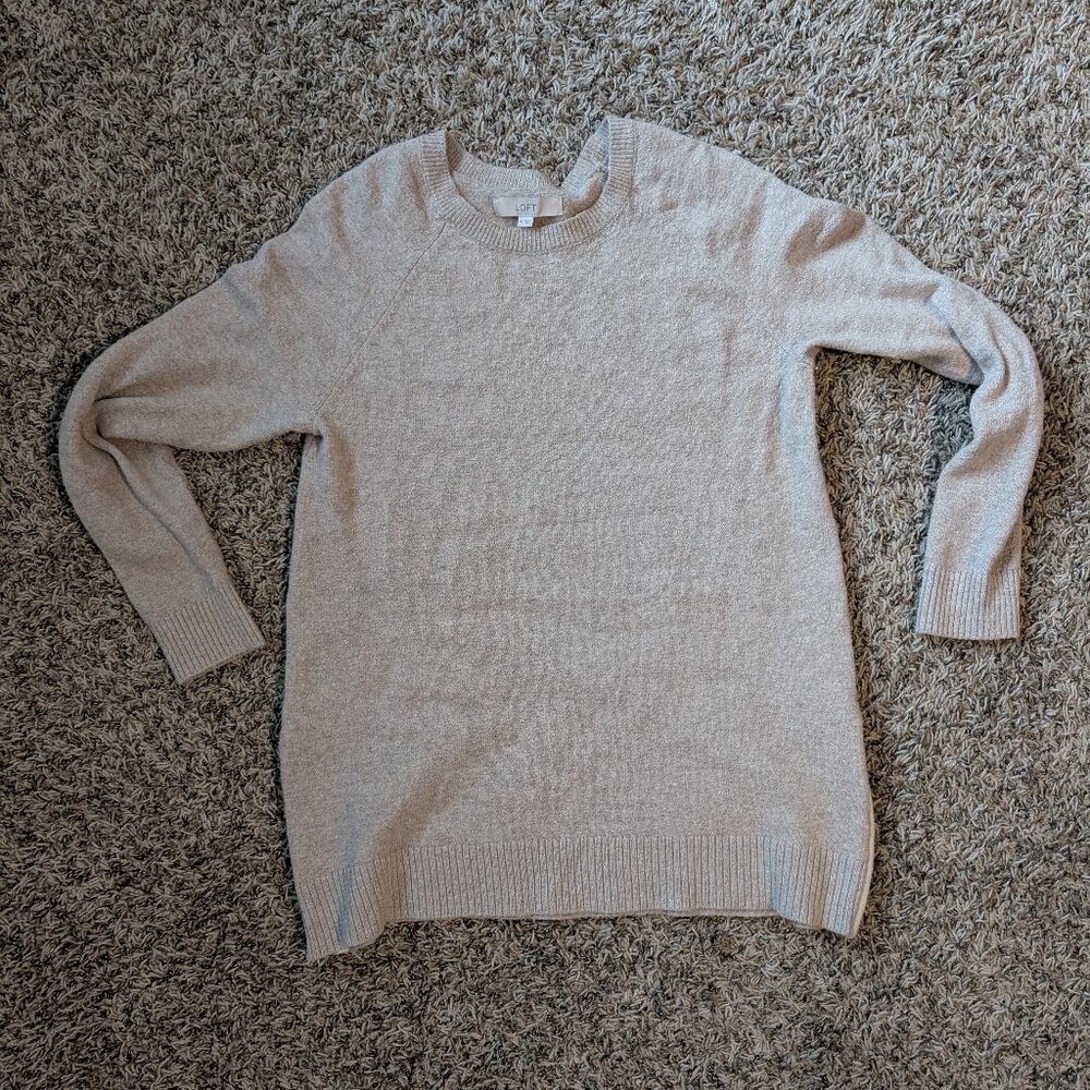 LOFT Cream Women's Sweater with Side Zip - Medium